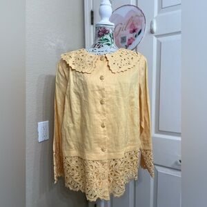 Promise Light Yellow Lace Accent Blazer